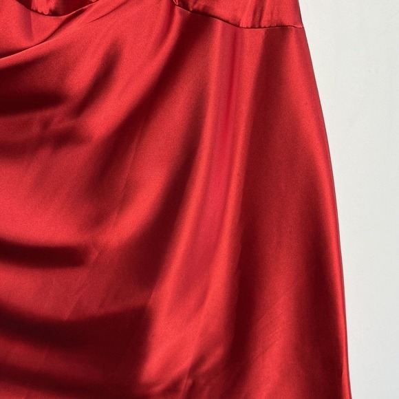 De Laru Red Satin Midi Dress Vtg Spaghetti Straps Y2K Womens 5/6 Deadstock *Read - Picture 9 of 16